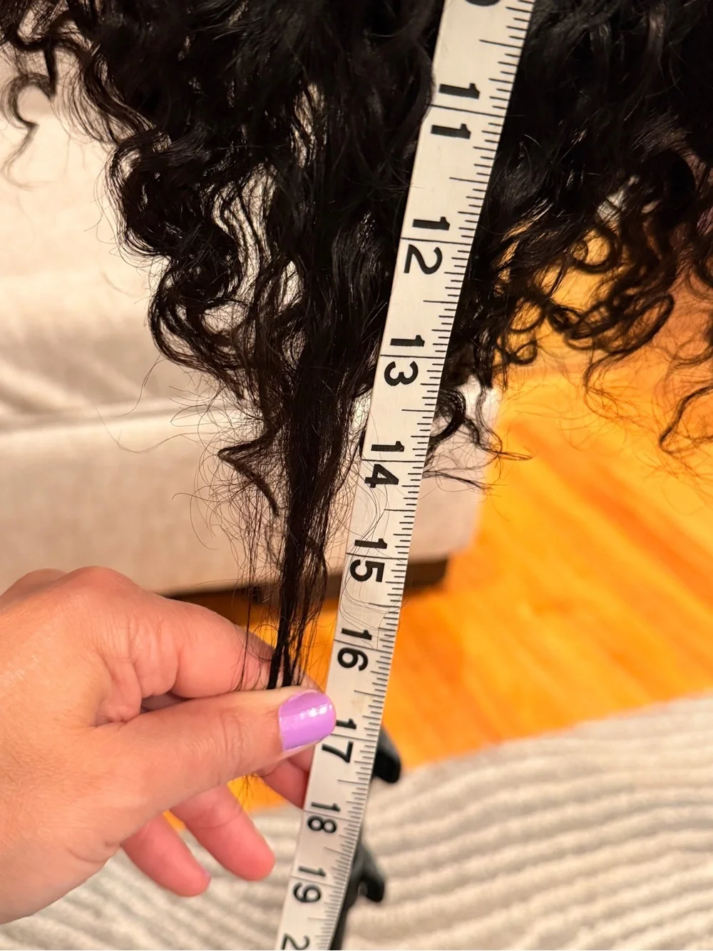 16” Natural Black Water Wave Human Hair Bob Wig 2x6 HD Lace Front 200% Den #231